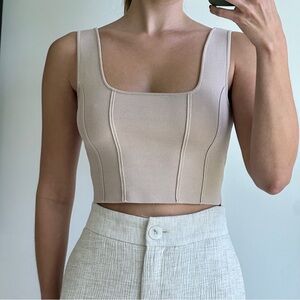 Zara | Knit Crop Tank | Beige/ Nude color